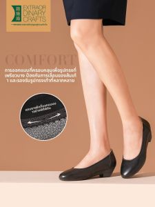 LUSHINAN | Black Leather Formal Work Shoes with Thick Heel