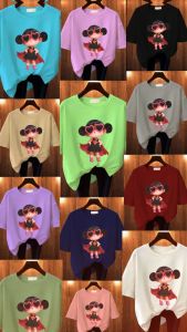 Baju Kaos Wanita Oversize Basic Lengan Pendek Printing DTF Super Girls Kids Katun Combed