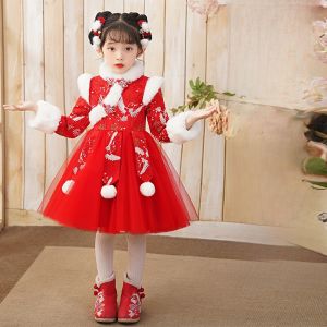 SHIPAILUO | Princess Style Childrens Hanfu Winter Dress New Year Visiting Clothes For Girls Baby Girls Autumn Winter Dress Poets Palette