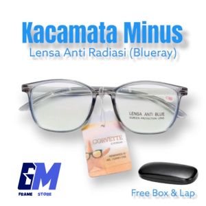 Kacamata Minus Frame Transparan Lensa Anti Radiasi Blueray Untuk Pria dan Wanita