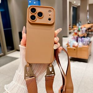 szhaiyu | Cossbody Lanyard Silicone Phone Case for IPhone 17E 16E 17Pro 17 16 15 14 13 12 11 Pro Max Cord Rope Necklace Strap Soft Cover