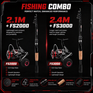 Deukio | DEUKIO Lure Fishing Rod and Reel Combo 2.1/2.4M Carbon Spinning Rod and 2000 3000 Reel 5.0:1 Travel Full Kit
