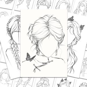 Sketch Practice Hair Style Stickers Hand Drawn Simple Design for Mobile Notebook Tablet Decoration Art Student Exercise Material