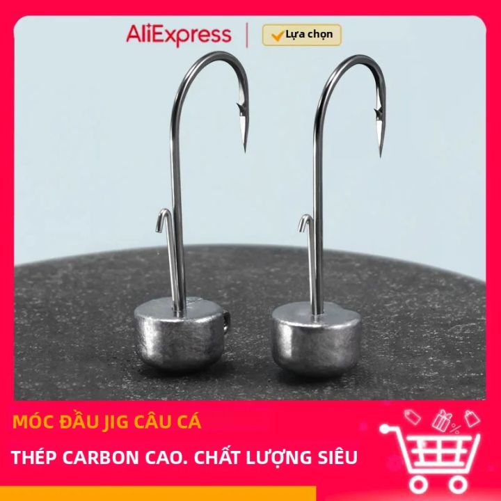 Ned Giàn Khoan Đầu Jig Móc Mồi Mềm Cá Hồi Đứng Phụ Kiện Câu Cá Thép Carbon Cao Cấp Thép Gai Móc Trọng Lượng 1.5G-6G Câu Cá