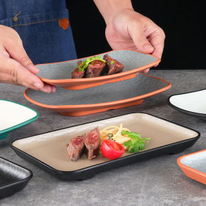 จานแบบกลมแบนสำหรับใช้ในธุรกิจ จานทรงไขว้สไตล์ญี่ปุ่นสำหรับใช้ในร้านอาหาร จานสำหรับบุหรี่ไฟฟ้าแบบสามมิติ จานสำหรับอบย่าง จานสำหรับต้มสุกใส่อาหารแบบอิสระ