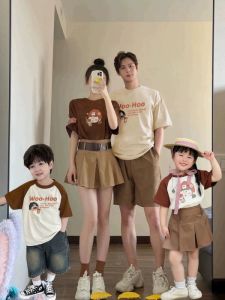 Summer Family Matching T-Shirts Vacation Beach Holiday Three to Four Members Set Mother Daughter Son And Father Outfits