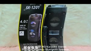 SK-1201-1039 BIG Karaoke Stereo Portable Wireless Bluetooth Speaker with Flashing Light and Wired Microphone