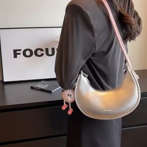 BJ58024 - SILVER/BLACK/WHITE TAS SHOULDERBAG SLEMPANG HANDBAG TAS WANITA FASHION IMPORT MODIS ELEGAN TERMURAH TERLARIS TERBARU BAGSTORE JAKARTA TAS BATAM CR8024