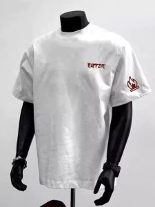 PAZHAOLANG | Oversized 300 Lbs High Street Flame Print Short Sleeve T-shirt