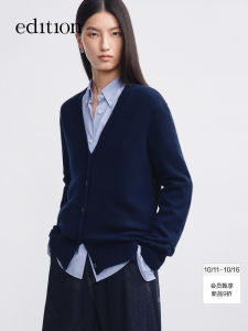 Cloud Wool Knitted Sweater Coat Womens Autumn New Style Soft Long Sleeve V-Neck Button Design Regular Fit Edition EBE3CAR009