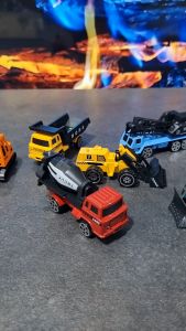 Diecast Miniatur Mainan Mobil Set Konstruksi Besi Metal Excavator Crane Isi 6