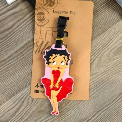 Betty Boop | Thẻ Hành Lý PVC Miss Betty Thiết Kế Hoạt Hình Dễ Thương Gợi Cảm Cá Nhân Hóa Trang Trí Vali Du Lịch Nhãn Ký Gửi Hành Lý Dành Cho Người Hâm Mộ Phim Ảnh.