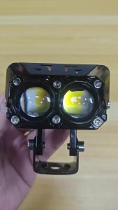 Additional Dual Color Motorcycle Projector Lens Bi Led Spotlight fog lights auxiliary work light Fog lamp For Moto Trucks UTV