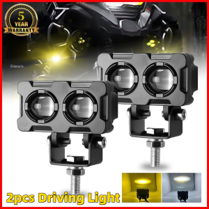 Double LED Mini Driving Light Fog Light Dual Color for Motorcycle Headlight MDL Car