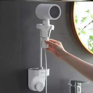 Hands Free Standing Hair Dryer Holder 360 Degree Rotation Wall Mount Storage Rack Universal for Hairdryer Stand Bathroom Shelves