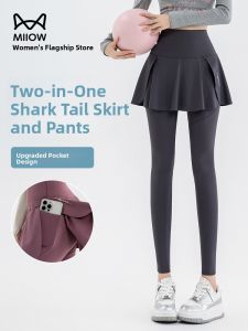 miiow | High Waist Yoga Pants Womens Summer Thin Side Pocket Sharkskin Fitness Running Trousers Outerwear Casual Breathable Leggings