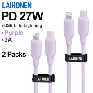 Pink Silicone USB-C to Lightning Cable 1 2 3 with 27W PD Fast Charging For iPhone 14/13/12/11/X/8/7