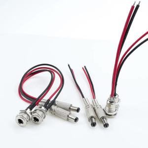 DC Power Plug Socket 5.5 X 2.1mm / 5.5 X 2.5mm Male/Female Threaded Connector Adapter with 18AWG Cable Wires 10CM DIY
