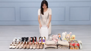 Foldable Shoe Box Installation Free Stackable Shoe Rack Storage Box Sturdy Design with Silicone Handle Set of 3/ 6