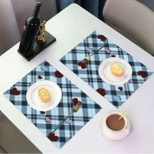 VIKAMA 2/4/6Pcs Sweet Retro Square Meal Mat Waterproof Anti Staining Tableware Mat Kitchen Restaurant Home