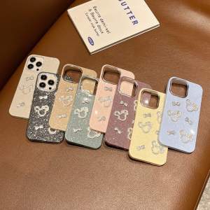 【New】3D Rhinestone Mickey head & Bow Pattern Glitter IMD Phone Case For iPhone 11 12 13 14 15 16 Series