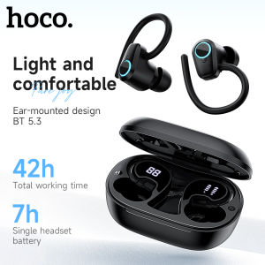 【 Use time: 7 hours】HOCO EQ8 TWS Earhook In-ear  Wireless Headphones Long Endurance Bluetooth 5.3 Earphone With Mic LED Digital Power Display Sport Headset For Smartphone Universal