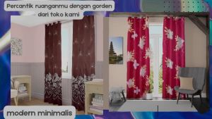 Gorden Jendela Pintu elegan uk L120cm X T225cm Smokring Katun Free Tali&hook gordeng hordeng kordeng