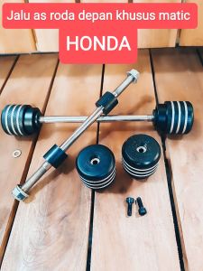 jalu & as roda khusus semua motor matic honda vario scoopi beat genio pcx dan lain2nya  kelengkapan yang di dapatkan  -- 1.pcs as roda depan pakai bahan besi padat full finishing chromm -- jalu pakai bahan aloyy tebal dan lebih kuat