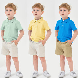 Rolanko 2Pcs Polo Shirts Shorts Set for Baby Boy Summer Short Sleeve Clothes Beach Outfits 1-6Years