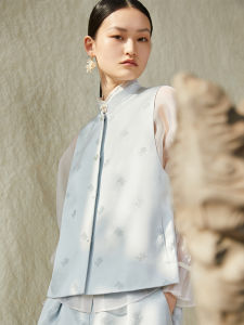 New Summer Womens Jacket Collar Embroidered Jade Button Traditional Chinese Style Vest Comfortable Polyester Blend Commute Wear