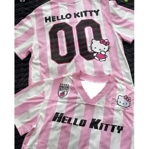 52TOYS | Cartoon Hello Kitty T-shirt Fashion Sportswear Mens and Womens V-neck Loose Casual Lightweight Breathable Parent Child Top