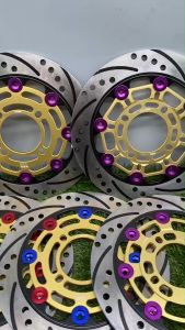 จานดิสหน้าแต่ง (อลูมิเนียม) ขนาด220mm.รุ่นW110-I/PCX(12-17)/MSX/W125(ปลาวาฬ)/CZ-i/TZR / SPARK135 / NOUVO / X-1 DREAM110-i สำหรับรถมอเตอร์ไซค์