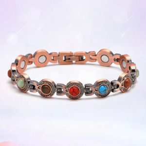 Womens Turquoise Natural Stone Solid Copper Magnetic Bracelet – Adjustable Energy Healing Bangle with Smart Clasp for Circulation Pain Relief & Wellness