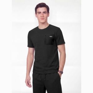LongHero SG Mans Waffle Knit T-Shirt with Zip Pocket Breathable Relaxed Fit Casual Outdoor Daily Wear