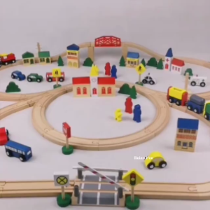 26/54/96/108pcs Wooden Train Set Toy Magnetic Connection Cars Wood Railroad Track Play Set Compatible with Thomas Brio IKEA