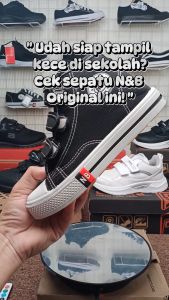 Sepatu sekolah nb velcro paud tk sd anak laki laki cewe sol karet kuning