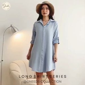 Dneeds - Nam Ju Baju Kemeja Oversize Wanita - Blouse Kemeja Oversize Polos Tangan Panjang Grosir