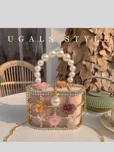 กระเป๋าสะพายข้างแบบสะพายข้าง UGALS โลหะ ดอกชาติ ประดับเพชร กระเป๋าถือสำหรับงานเลี้ยง กระเป๋าถือแบบสะพายข้าง กระเป๋าถือแบบมีสายสะพายข้าง