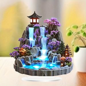 1PCS Creative Rockery Fountain Desktop Decoration Sculpture Ideal Desktop Decoration Multi Functional Home Decoration Gift