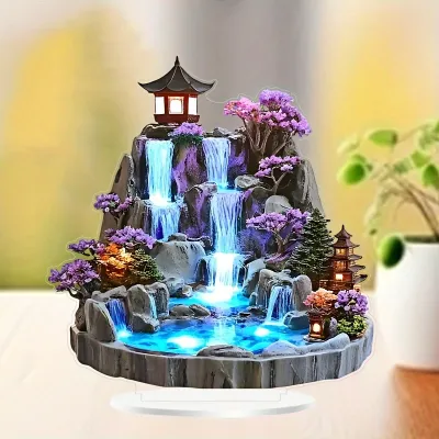 1PCS Creative Rockery Fountain Desktop Decoration Sculpture Ideal Desktop Decoration Multi Functional Home Decoration Gift