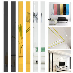 10pcs Acrylic 3D Mirror Wall Sticker Self-adhesive Removable Sticker Ceiling Edge Living Room TV Back DIY Art Wall Decoration 5 * 20cm