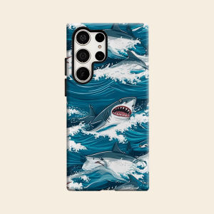 BILIBILI | Ocean Shark Wave Luxury Fashion Full Lens Protective Case for Samsung Galaxy S26 S25 S24 A56 A36 Plus Ultra