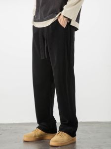 Early Autumn Mens Loose Straight Leg Casual Pants Black Sportswear Harlan Pants Lightweight Drapey Comfortable Polyester Fiber