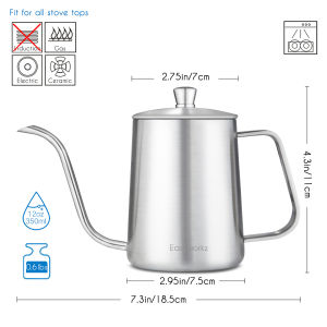 Easyworkz Gage Gooseneck Pour Over Coffee Kettle Stainless Steel Hand Drip Coffee Pot With Long Narrow Spout