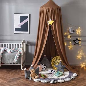 Light Blocking Childrens Canopy Mosquito Net No-Installation Holes Wooden House Style