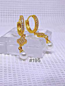 ZIHANG JEWELRY 24K Gold plated high quality zircon stone pearl clip earrings for women
