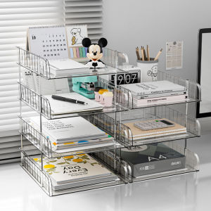 Acrylic Transparent Desk Storage Rack Layered Book Storage Office File Storage Box Dormitory Good Things