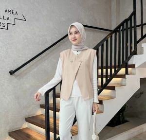 Khafi Vest Rompi Premium Wanita | Blazer Vest Korean Style | Outfit Kerja Kuliah Hangouts Wanita Terbaru 2024