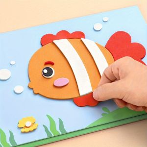 10 Pieces of Kidss 3D Stickers Foam Sticker Puzzles Fun DIY Games for Kids Color Painting on the Back |