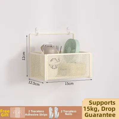Bedside Storage Basket Organizer Hanging Shelf for Dorm Beds Creamy Style